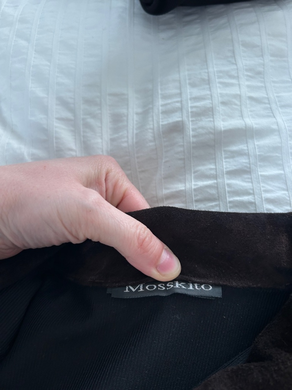 VINTAGE Y2K Genuine Suede Stripe Matching Set Large Flare Boho Desert City Chic - Picture 6 of 10